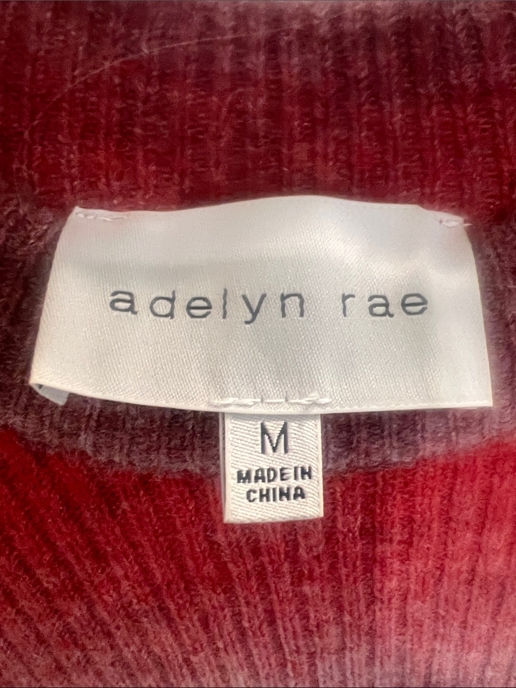 Adelyn Rae Ombre Red & Pink Ribbed Sweater Dress With Puff Sleeves-Like New — image 2 of 8